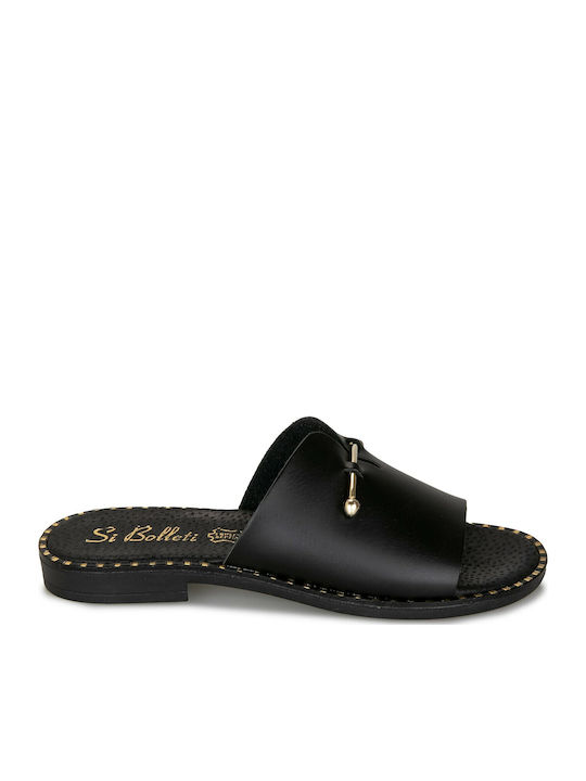 Δερμάτινα Γυναικεία Σανδάλια Flatforms Μαύρα