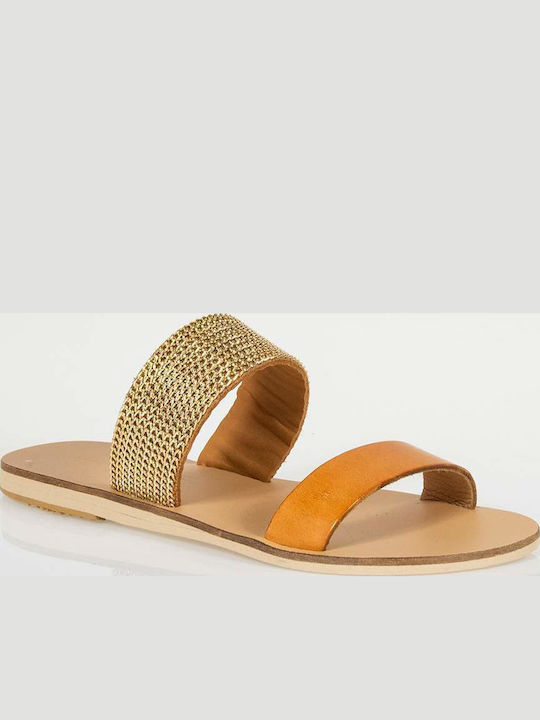 Women's Flat Sandals in Tabac Brown Color