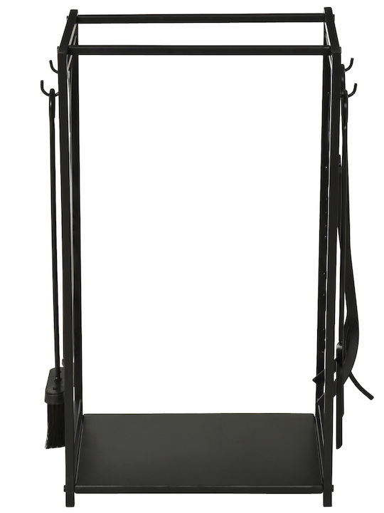HomCom Μεταλλικό Ράφι Αποθήκευσης Ξύλων 46x29x70cm Μαύρο