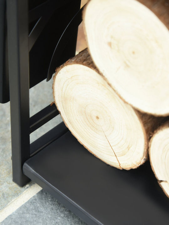HomCom Μεταλλικό Ράφι Αποθήκευσης Ξύλων 46x29x70cm Μαύρο