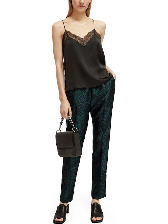 Camisole Lace Trim Damen Satin Lingerie Top mit Spitze Feather Bottle Green