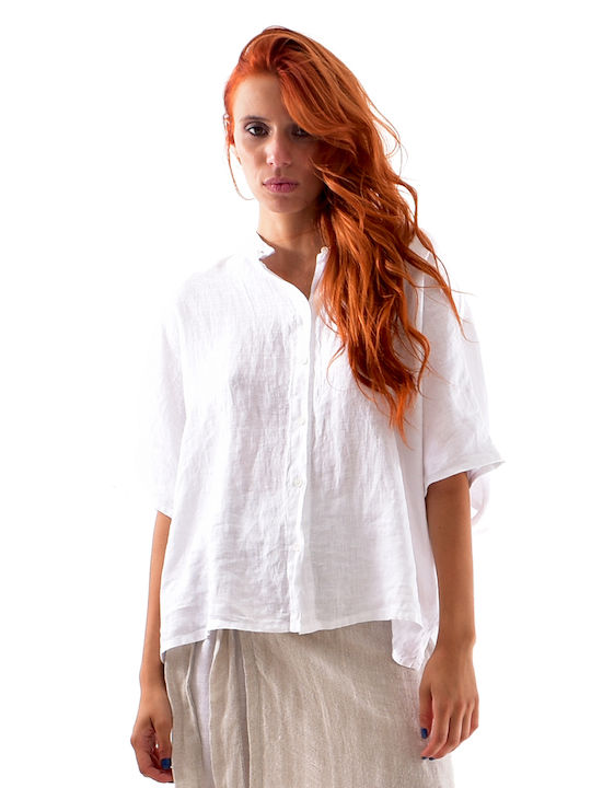 LOTUS EATERS WHITE LINEN SHIRT - L5 SONIA