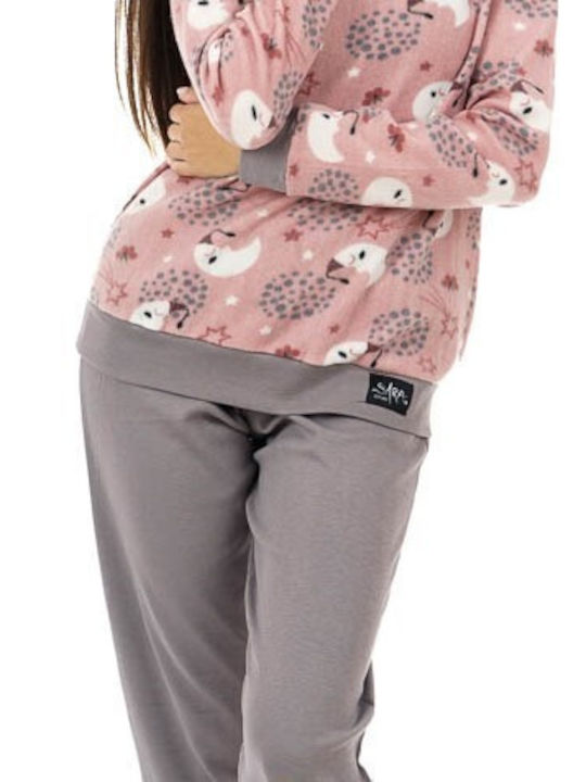 Sara Winter Women's Pyjama Set Fleece Pink