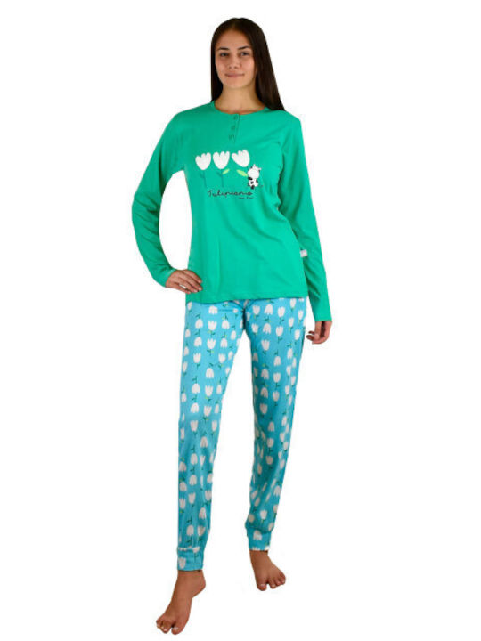 Crazy Farm Winter Women's Pyjama Set Green