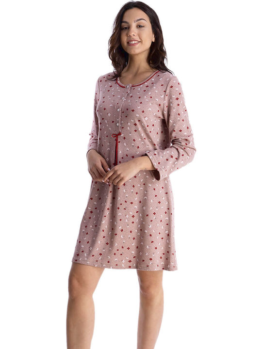 Rachel Women's Winter Cotton Nightgown Pink