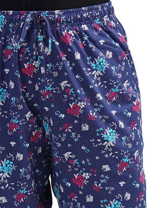 Vienetta Secret Winter Cotton Women's Pyjama Pants Navy Blue