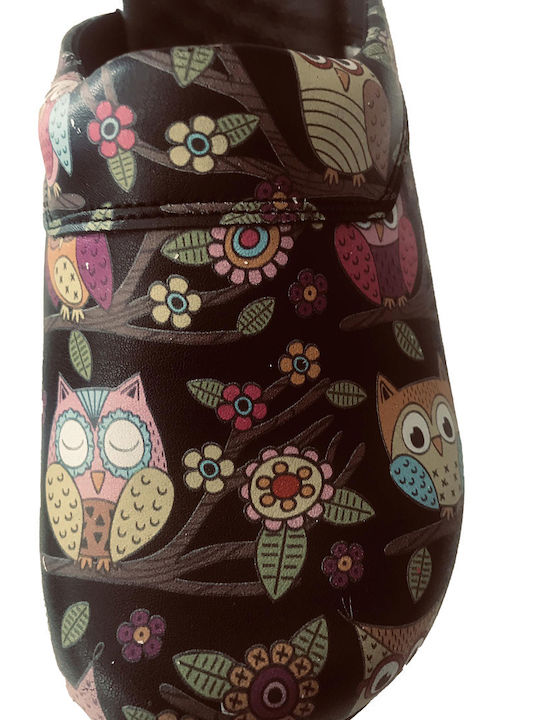 Northcure Air Max Γυναικεία Δερμάτινα Ανατομικά Σαμπό Owls