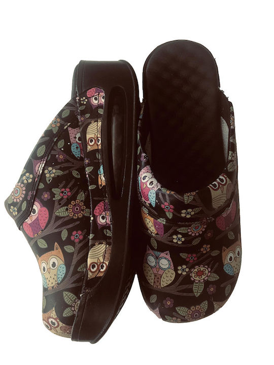 Northcure Air Max Γυναικεία Δερμάτινα Ανατομικά Σαμπό Owls