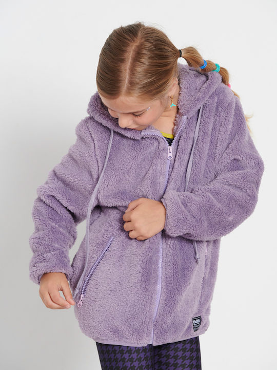 Kids Cardigan Fleece with Hood Lilac