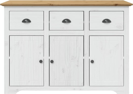 Wooden Buffet with Drawers White Natural L115xW43xH79.5cm