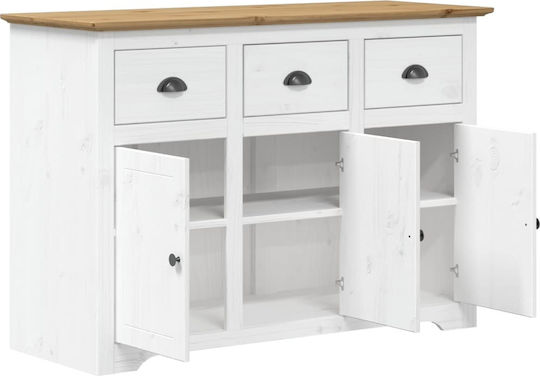 Wooden Buffet with Drawers White Natural L115xW43xH79.5cm