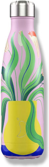 Chilly's Thermos Bottle Stainless Steel BPA Free 500ml Wiggling Flowers
