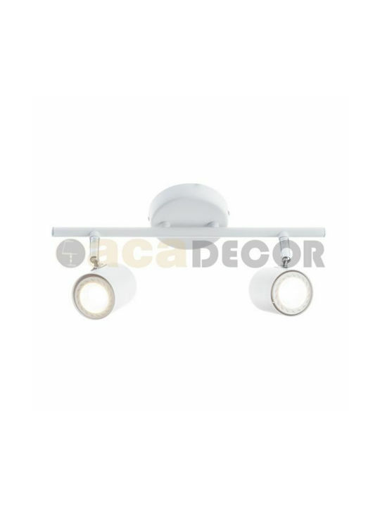 Aca Orfeas Double Spot with Socket GU10 in White Color