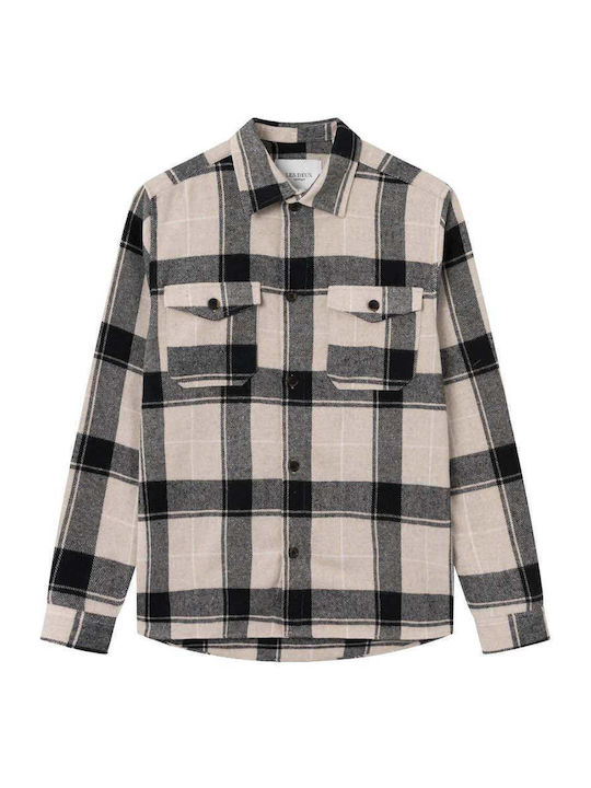 Les Deux Men's Shirt Long Sleeve Checked Black