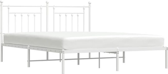 King Size Metallbett Weiß mit Lattenrost für Matratze 183x213cm