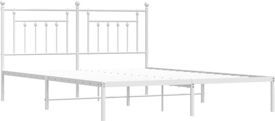 King Size Metallbett Weiß mit Lattenrost für Matratze 183x213cm