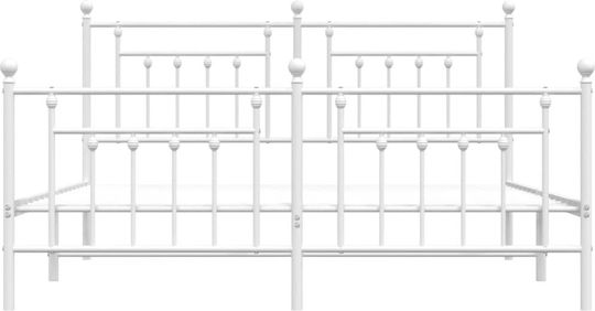 Bett King Size Metall Weiß mit Latten für Matratze 183x213cm