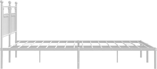 King Size Metallbett Weiß mit Lattenrost für Matratze 183x213cm
