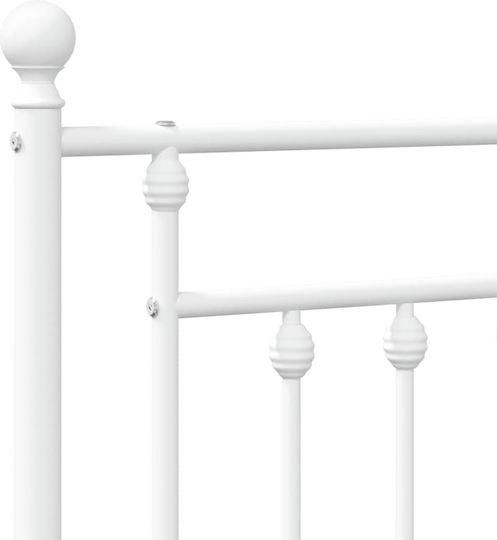 Bett King Size Metall Weiß mit Latten für Matratze 183x213cm