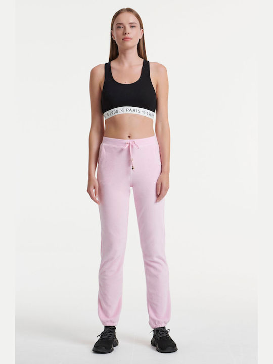 SugarFree Women's Jogger Sweatpants Pink Velvet