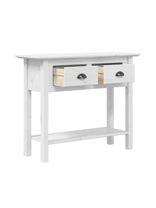Solid Wood Console Table White L90xW34.5xH73cm