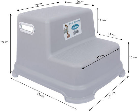 Double Kids Step Stool Bathroom Gray