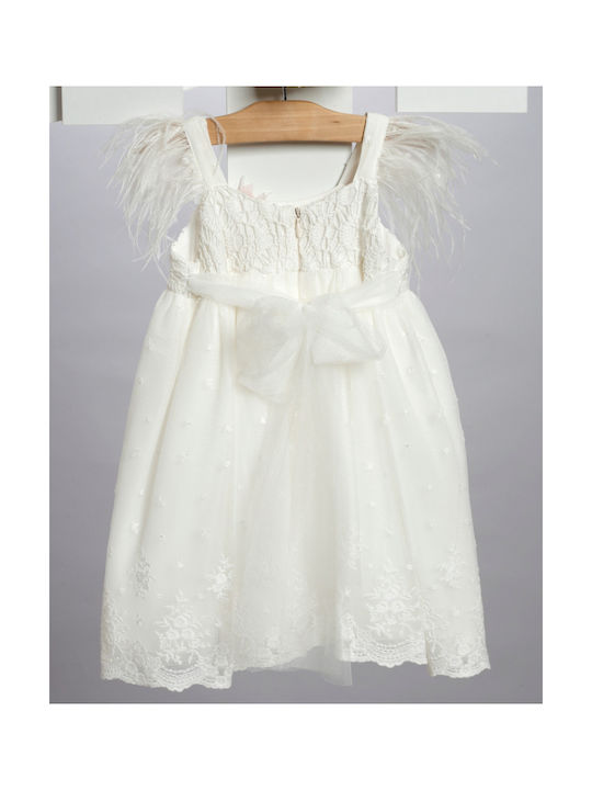 New Life White Baptism Clothes Set with Hair Accessories Cardigan and Tulle Dress 3 Pieces