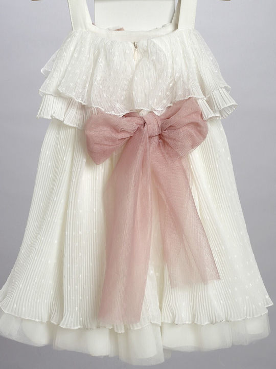 New Life White Baptism Clothing Set with Dress , Hair Accessories & Cardigan made of Tulle 3pcs