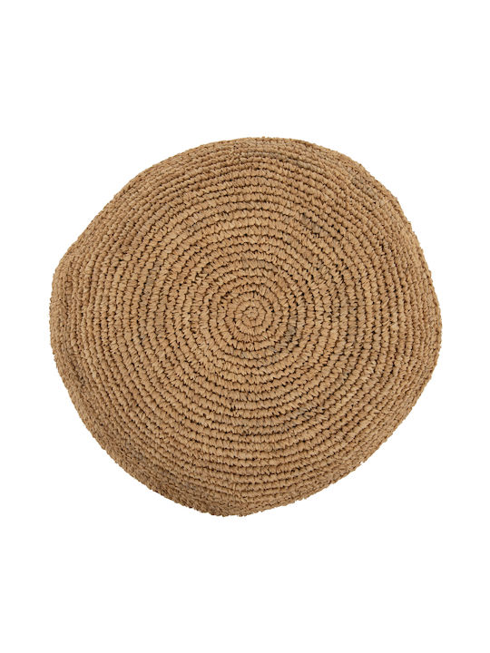 Stool For Living Room Wicker Aoni Beige 48x48x37cm