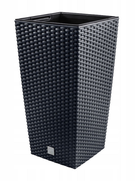Prosperplast DRTS300 Übertopf Rattan Gray mit Gestell 29x29x55εκ.