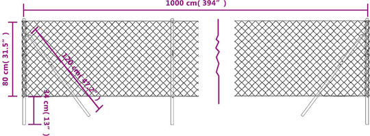 vidaXL Plasă de sârmă cu Îmbrăcăminte din PVC Verde 0.8x10m
