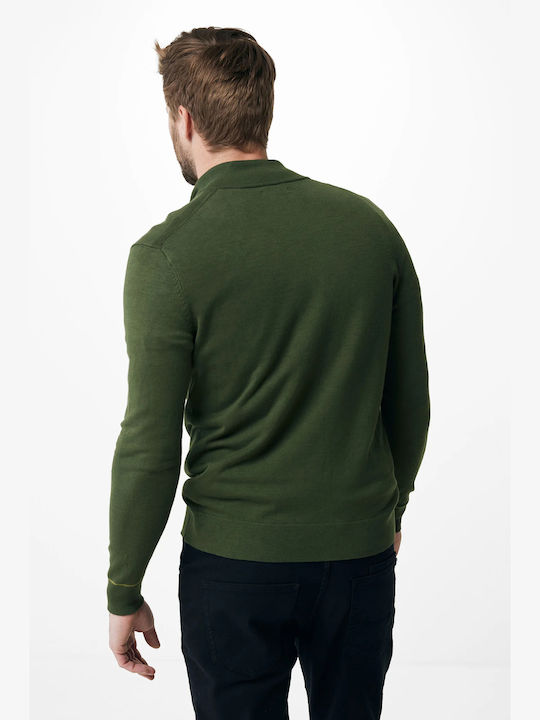 Mexx Men's Long Sleeve Sweater with Zipper Green