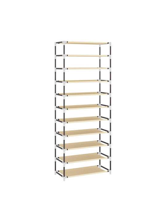 Fabric Shoe Organizer with 10 Shelves Beige 60x30x166cm