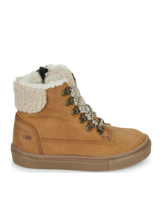 Lederne Kinderstiefel mit Reißverschluss Braun -C