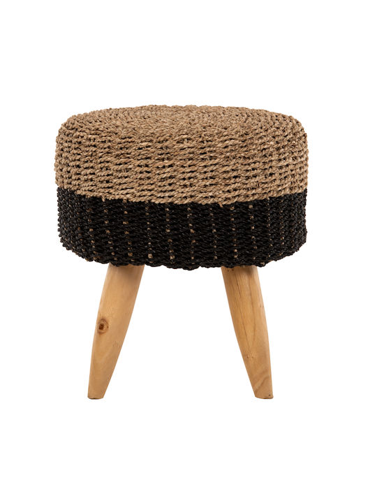 Stool For Living Room Wicker Black 43x43x45cm