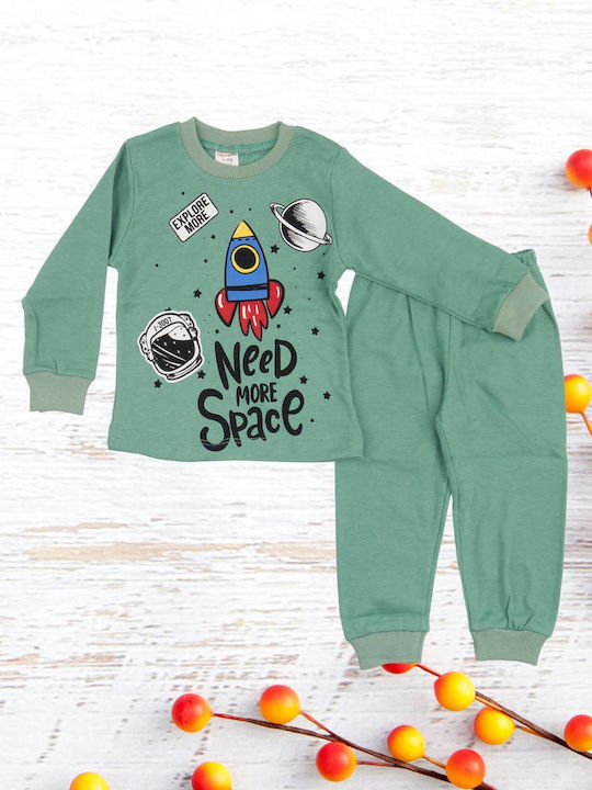 Supermini Set Top & Bottom Kids Winter Cotton Pyjamas Green