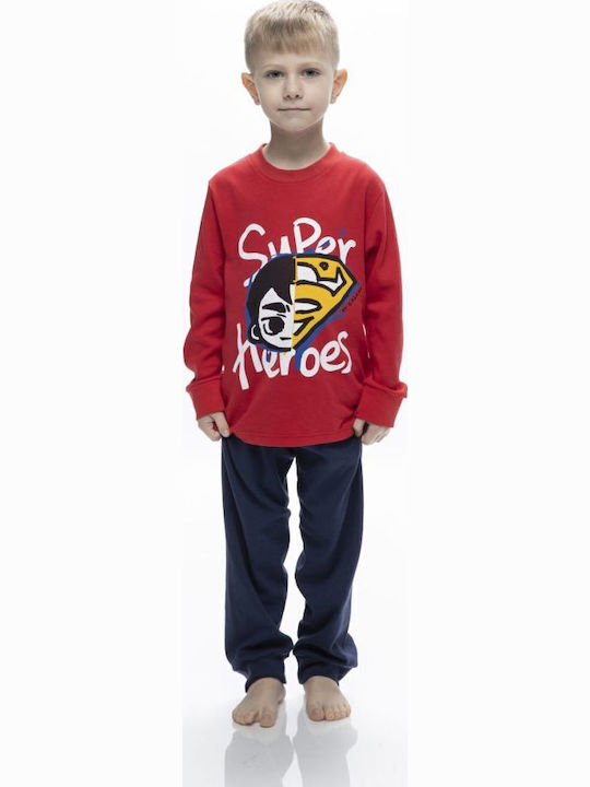 Galaxy Kinder Schlafanzug Winterlich Baumwoll Rot