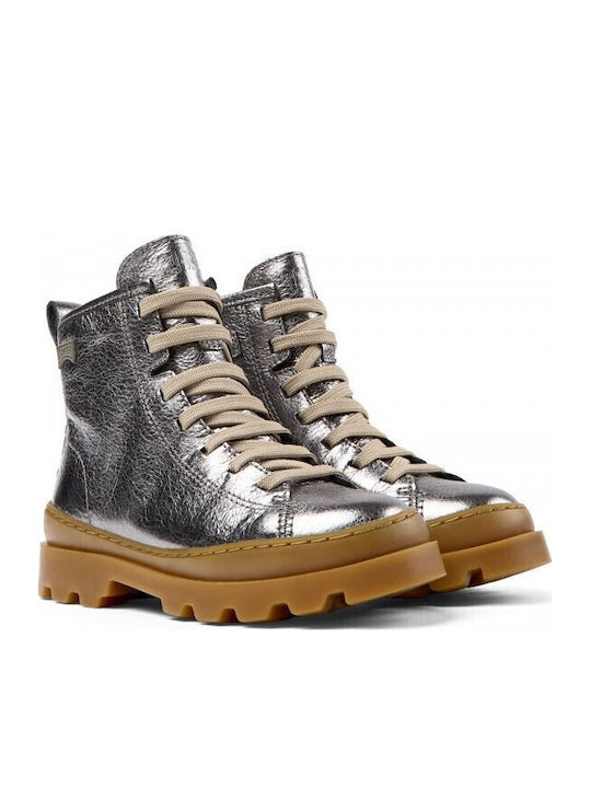 Brutus Anatomical Leather Kids Boots with Zipper Silver