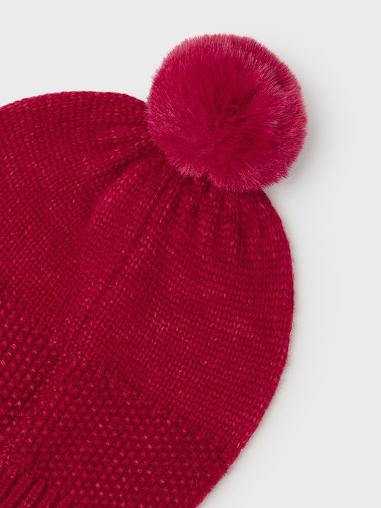 Kids Beanie Set with Scarf & Gloves Knitted Red
