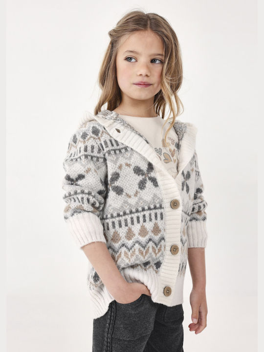 Mayoral Girls Knitted Cardigan with Zipper Beige