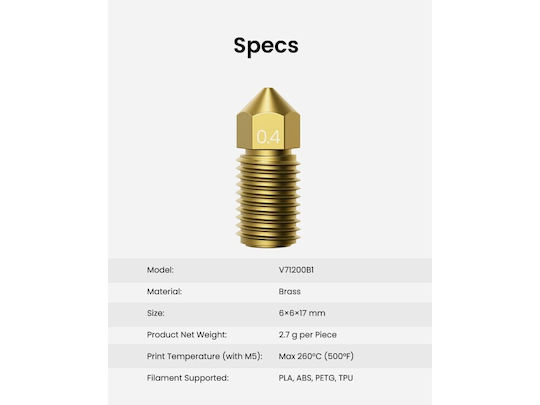 Anker Nozzle Nozzle Kit AnkerMake M5 10-Pack Nozzle Kit 0.4mm V71200B1