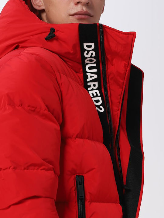 Dsquared2 Geacă pentru bărbați de iarnă Puffer Roșu