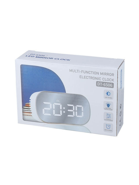 DT-6506 Ceas De Masă Digital Led Din Plastic Cu Ceas Deșteptător Alb/Negru