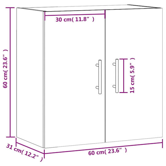 vidaXL Cabinet de baie L60xA31xÎ60cm Alb