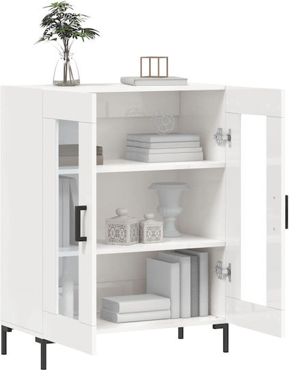 Hängende Wohnzimmer Vitrine aus Spanplatte Weiß mit Glas 69,5 x 34 x 90 cm