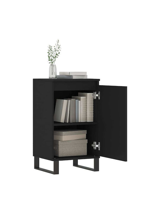 Wohnzimmer Schrank aus Holz und Metall Schwarz 40x35x70cm