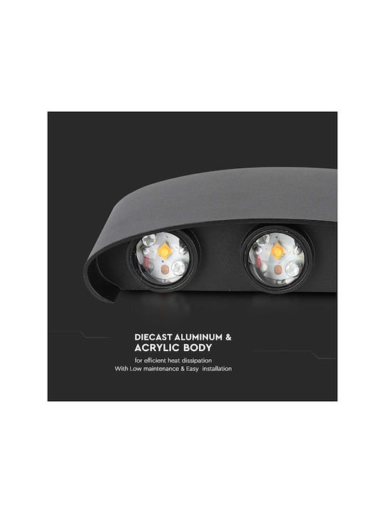V-TAC Επιτοίχιο Εξωτερικό Σποτ LED IP65 5W με Φυσικό Λευκό Φως Διπλής Δέσμης 17x4x8εκ.
