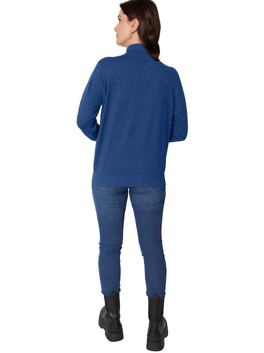 Jensen Woman Women's Long Sleeve Pullover Turtleneck Blue