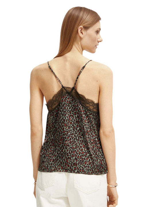 Scotch & Soda Bluza de Damă de Vară cu Bretele Animal Print Multicoloră