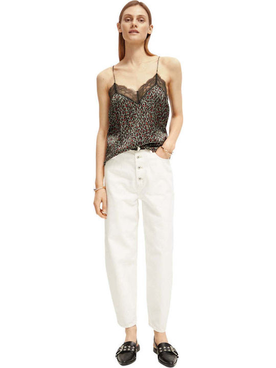 Women's Summer Blouse with Straps & V Neckline Animal Print Multicolour